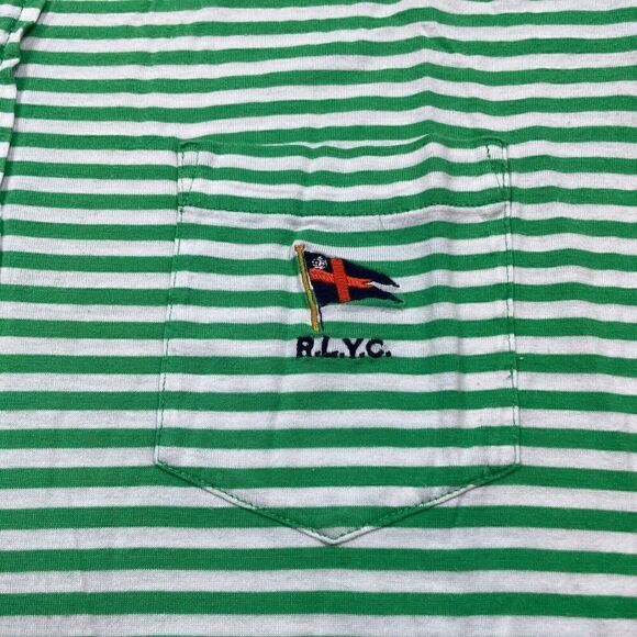 Polo Ralph Lauren Shirt Mens Extra Large Green Yachting Club Striped Pocket - Picture 3 of 14